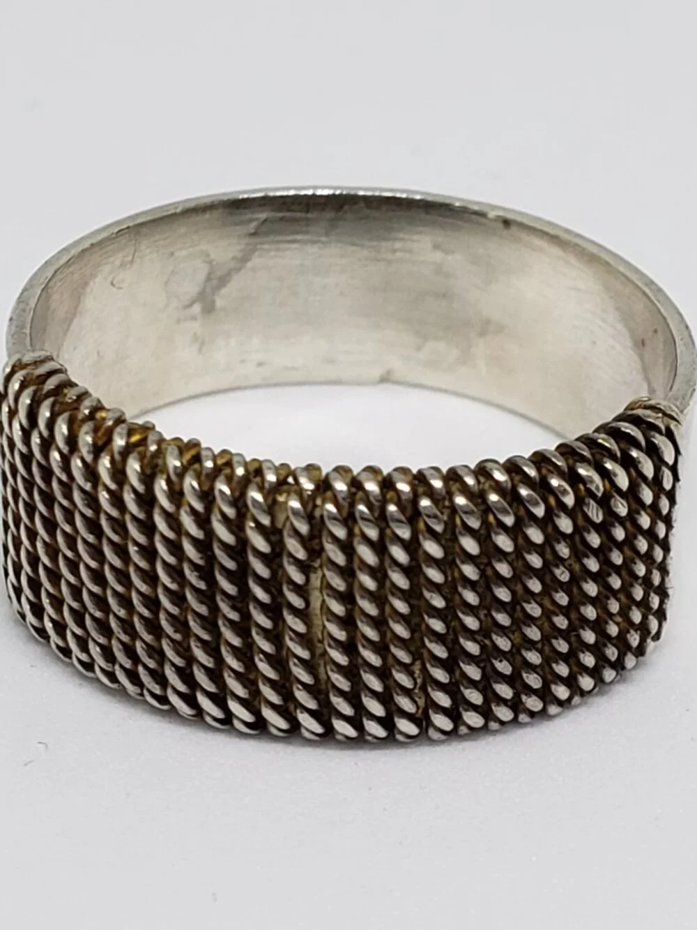 Hand Crafted Sterling Silver Wire Wrap Cigar Band Ring - Size 7.75